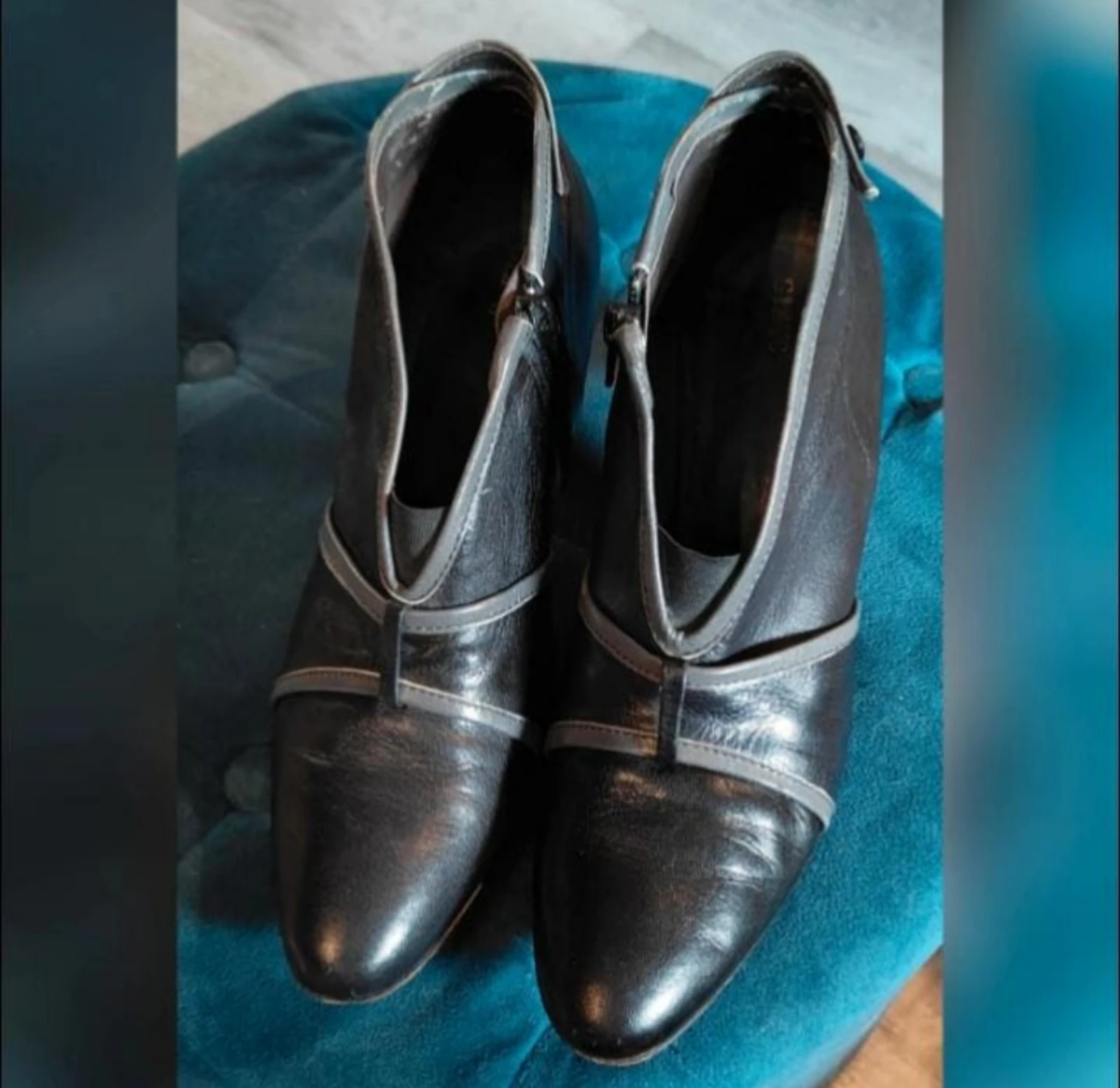 Vintage zwart met grijze enkellaarsjes Ixos maat 38 – photo 2